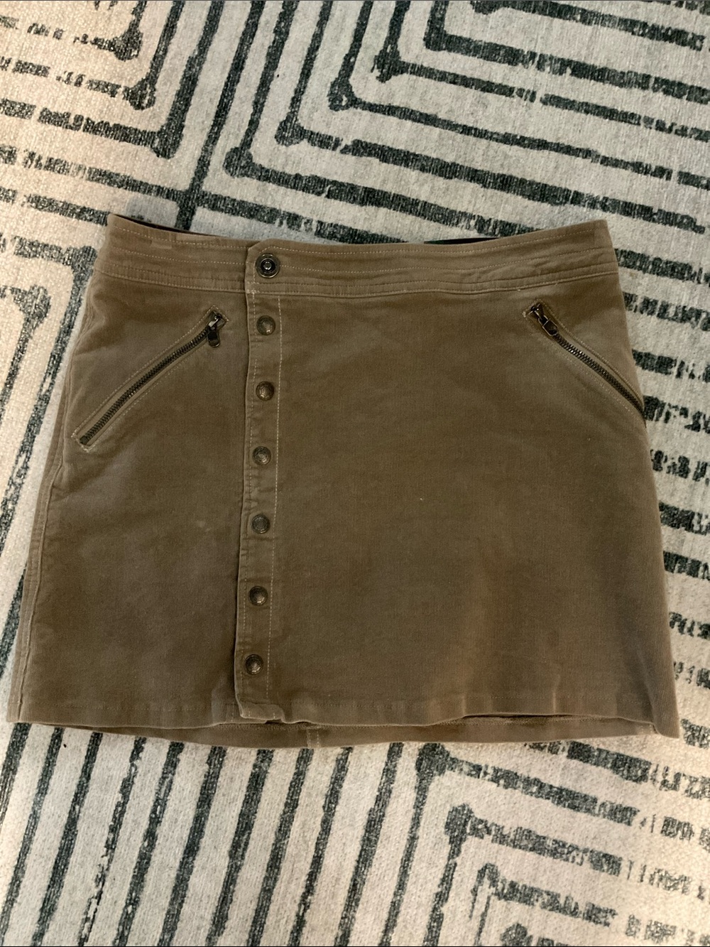KÜHL Taupe-Tan Button-Front snap front Mini Skirt